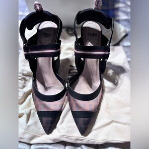 Fendi Black and Pink Striped Heels